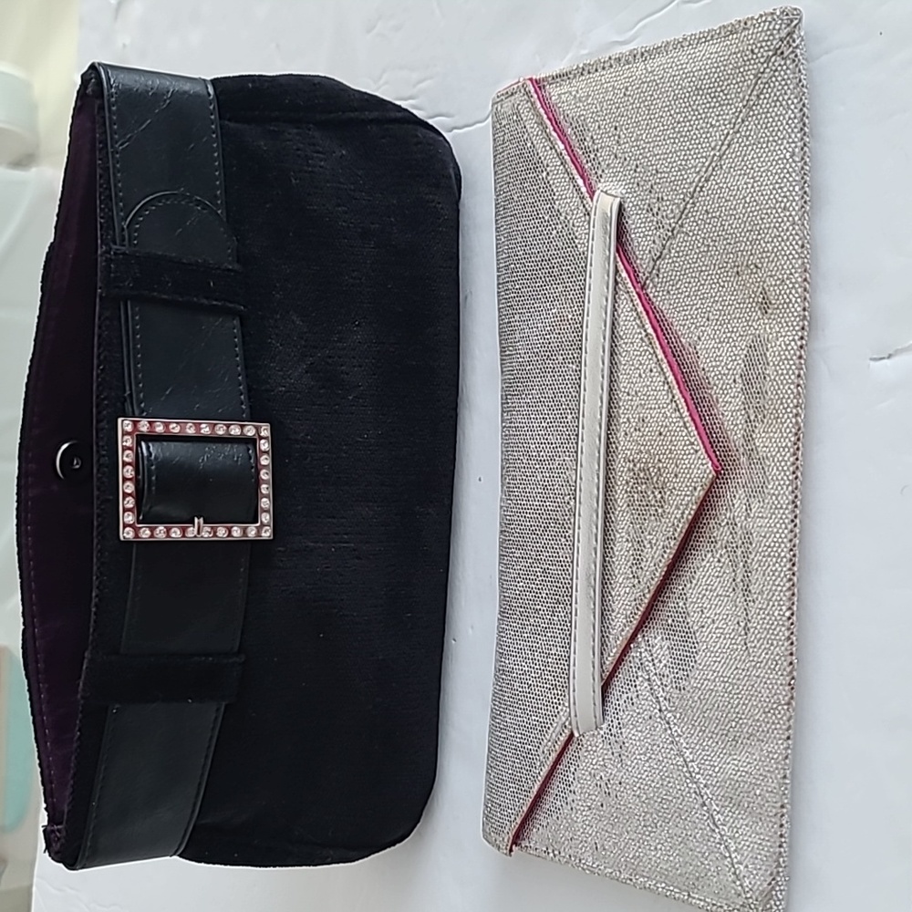 Victoria's Secret clutches pouches bags Black and Silver Glitter